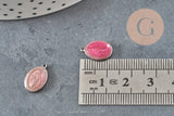 Pendentif médaille ovale Vierge Marie acier 304 inoxydable platine émaillée 13mm x1 ou x5 (G11389) VALIDE-Breloques et pendentifs-Gingerlily Perles