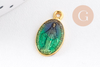 Pendentif médaille ovale Vierge Marie émaillée 17.5mm x1 AVEC DEFAUT (G8839-D)