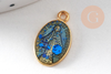 Pendentif médaille ovale Vierge Marie émaillée 17.5mm x1 AVEC DEFAUT (G8839-D)