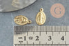 Pendentif médaille ovale Vierge Marie or 18K 14mm, pendentif laiton notre dame madonne, x5 (G3705)