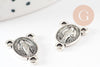 Pendentif médaille ovale Vierge Marie zamac argenté 3 attaches 15.3mm, pendentif création rosaire, x2 G9382