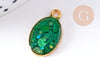 Pendentif médaille ovale Vierge Marie zamac doré émaillée 17.5mm x1 ou x5 (G8839)