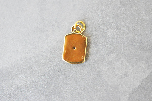 Pendentif médaille rectangle étoile laiton doré zircons, un pendentif doré avec cristaux pour création bijoux,14.5mm, x1 (G3484)