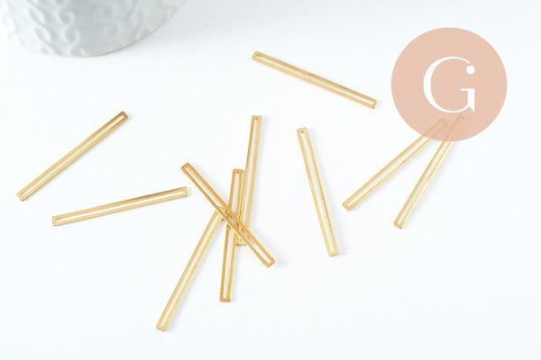 Pendentif médaille rectangle laiton brut 40x3mm, x5 (G3233)