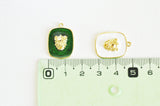Pendentif médaille rectangle lion émail laiton doré, pendentif laiton, pendentif felin,sans nickel, abeille dorée,21.5mm, x1,G2941