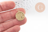 Pendentif médaille rond LOVE laiton doré 20.5mm, x1 (G10814)