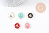Pendentif médaille rond abeille émail laiton doré 16mm, x1 (G2942)