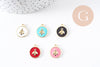 Pendentif médaille rond abeille émail laiton doré 16mm, x1 (G2942)