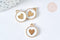 Pendentif médaille rond cœur émail blanc zamac doré 16mm, création bijou amour, x1 (G7426)