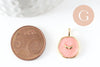 Pendentif médaille rond lune émail rose doré, pendentif lune laiton émaillé,sans nickel,18mm, x1 (G4270)