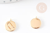 Pendentif médaille ronde Gémeau laiton doré 18K 13mm, x1 (G3585)