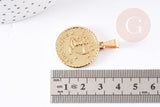 Pendentif médaille ronde Sagittaire acier 304 inoxydable doré à graver, x1 (G2077)