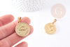 Pendentif médaille ronde Verseau acier 304 inoxydable doré à graver, x1 (G1721)