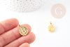 Pendentif médaille ronde Vierge laiton doré 18K 16.5mm, un pendentif doré astrologique création bijoux, x1 G3644