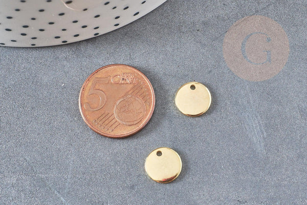 Pendentif médaille ronde acier 304 inoxydable doré 10mm x10 (4.5gr) (G0071)