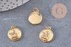 Pendentif médaille ronde ange laiton doré 18K 16.5mm, x1 (G5292)