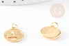 Pendentif médaille ronde ange laiton doré 18K, pendentif laiton doré pour création bijoux,médaille or,17mm, x1 G4929