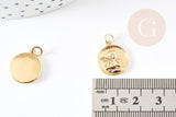 Pendentif médaille ronde ange laiton doré 18K, pendentif laiton doré pour création bijoux,médaille or,17mm, x1 G4929