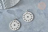 Pendentif médaille ronde astrologie argenté acier inoxydable 22mm,signe astrologique, , x1 G7602