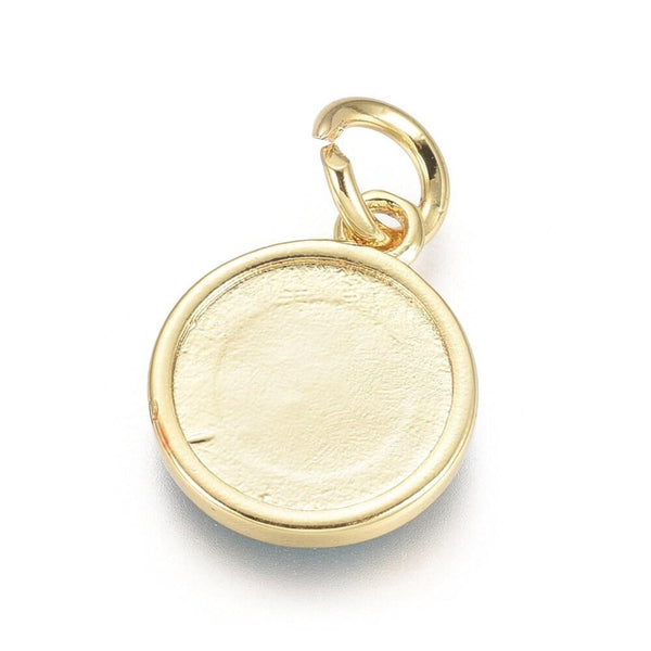 Pendentif médaille ronde coeur oeil émail rouge laiton doré ,pendentif laiton amour 14mm, x1 (G4292)