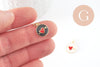 Pendentif médaille ronde coeur oeil émail rouge laiton doré ,pendentif laiton amour 14mm, x1 (G4292)