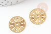 Pendentif médaille ronde dentelle acier doré, pendentif doré,sans nickel,acier doré,médaille or,17.5mm, x2 G4913