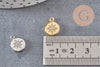 Pendentif médaille ronde étoile laiton doré zircons, pendentif doré avec cristaux pour création bijoux,13mm, x1 (G3471)