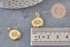 Pendentif médaille ronde étoile laiton doré zircons, un pendentif doré avec cristaux pour création bijoux,15mm, x1 (G3542)