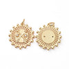 Pendentif médaille ronde flèches laiton doré 18K zircons, un pendentif doré avec cristal pour création bijoux,18.5mm, x1 (G3556)