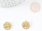 Pendentif médaille ronde oeil laiton doré texturé zircon 12mm, x1 (G3331)