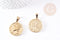 Pendentif médaille ronde pièce acier 304 inoxydable doré 29mm, x1 (G1752)