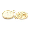 Pendentif médaille ronde planète laiton doré 18K zircons multicolore 23.5mm,pour la création bijoux médaille or, x1 (G6075)