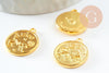 Pendentif médaille ronde signa astrologique zamac doré 20mm, x1 (G4814)