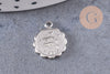 Pendentif médaille ronde signe astrologique laiton argenté 14mm, x1 (G3462)
