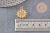Pendentif médaille ronde soleil laiton doré zircon blanc, un pendentif doré avec cristal pour création bijoux,18mm, x1 (G4467)