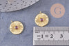 Pendentif médaille ronde soleil laiton doré zircon rouge 16.5mm, x1 (G3473)
