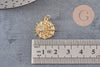 Pendentif médaille ronde soleil laiton doré zircon, un pendentif doré avec cristaux pour création bijoux,18mm, x1 G3469