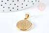 Pendentif médaille ronde vierge acier doré, pendentif doré sans nickel,acier doré,médaille or,22mm,x1 (G2651)