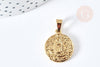Pendentif médaille ronde vierge acier doré, pendentif doré sans nickel,acier doré,médaille or,22mm,x1 (G2651)