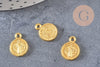 Pendentif médaille rondes Saint Benoit zamac doré 14mm, médaillon religionsans nickel, x10 (G1623)