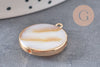 Pendentif nacre blanche naturelle doré 26mm, x1 (G2178)