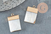 Pendentif nacre blanche naturelle doré rectangle 24mm,pendentif rond nacre,coquillage blanc, x2 G2579