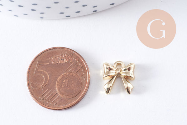 Pendentif noeud papillon zamac doré 11mm, x2 (G10651)