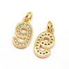 Pendentif numéro laiton doré zircon blanc 11mm, x1 (G3640)