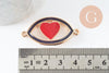 Pendentif oeil coeur doré émaillé, pendentif doré, porte-bonheur,mauvais oeil,laiton doré,4.5cm x1 (G1965)