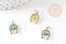 Pendentif œil cristal zircon or, fer à cheval,pendentif doré, porte-bonheur,laiton doré,mauvais oeil,création bijoux,13mm, x2 G0297