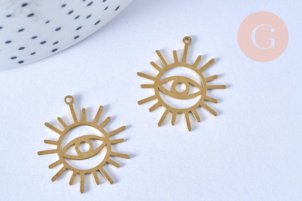 Pendentif oeil laiton brut 23mm, x1 (G6544)