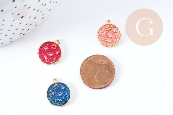 Pendentif oeil protecteurs zamac doré 18k cristal zircon 9mm bijoux chance x5 G1246