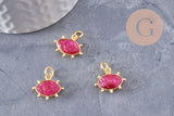 Pendentif oeil rubis naturel argent 925 doré 18K 15mm, x1 (G9869)