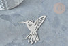 Pendentif oiseau colibri argenté acier inoxydable 39.5mm, x1 (G7668)